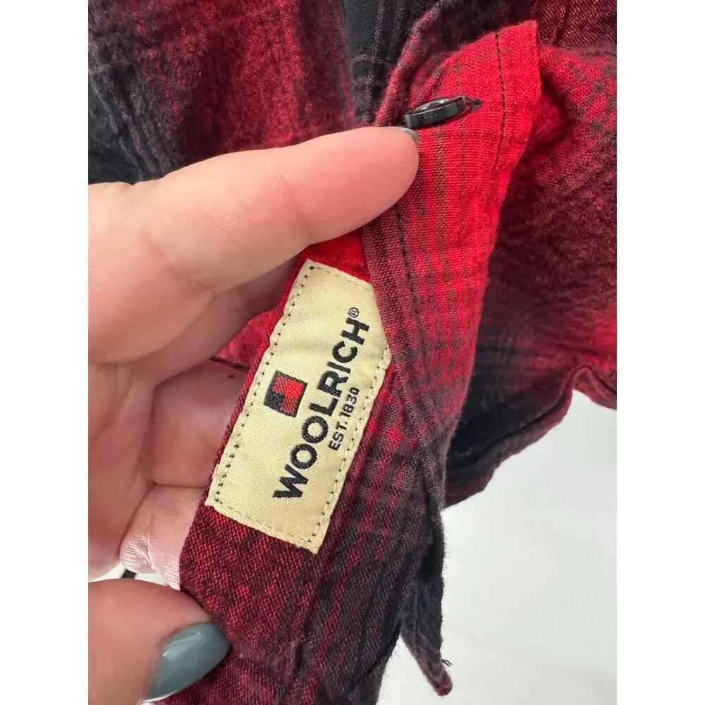 Woolrich‎ Women's Red & Black Plaid Flannel Button Up Shirt Buffalo Check XXL - Picture 3 of 5